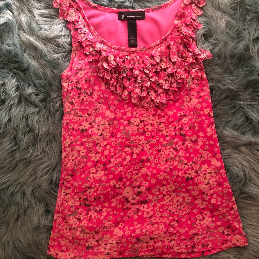 INC SIZE XS PINK FLOWER TANK